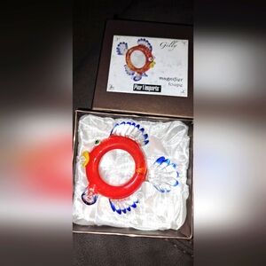 Glass Pier 1 Imports GILLY Fish Magnifier Loupe Magifying Blown Glass